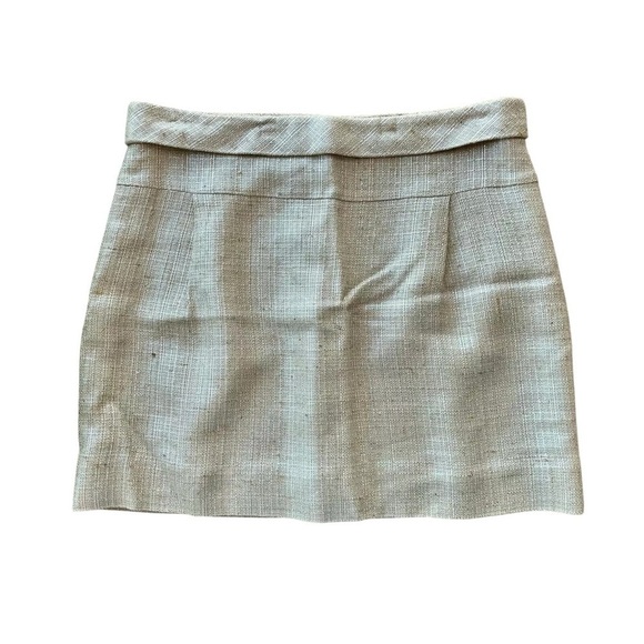 J Crew Collection Mica Tweed Metallic Shimmer Mini Skirt Beige Gold Size 8 - Picture 1 of 6